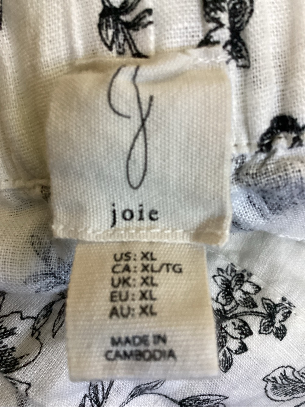 Joie Linen Floral Wide-Leg Pants High Waisted Black & White Size XL - Picture 7 of 8